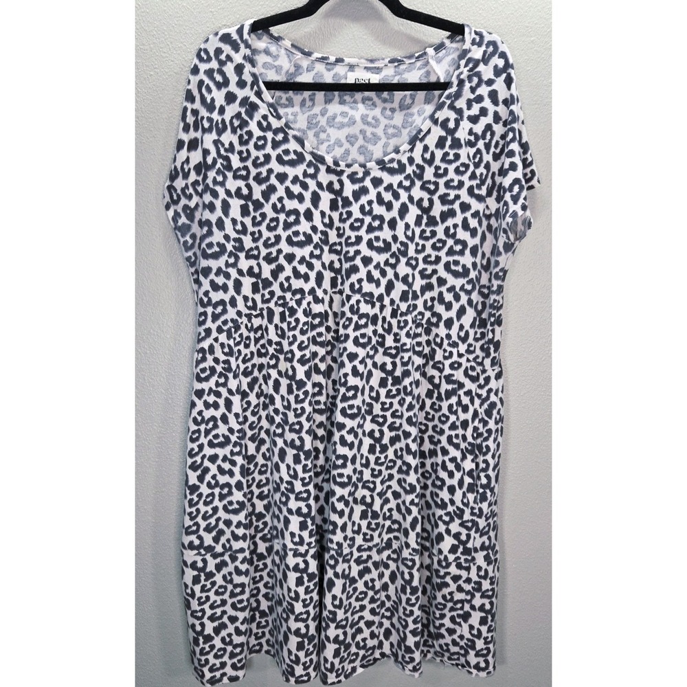 Pact Organic Cotton Leopard Print Babydoll Dress XL Tiered Casual